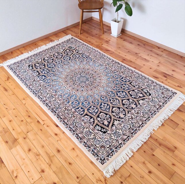 ハンドメイド ペルシャ絨毯ナイン産 9Laノーラ ラグ 198×128cm