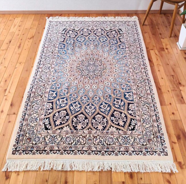 ハンドメイド ペルシャ絨毯ナイン産 9Laノーラ ラグ 198×128cm