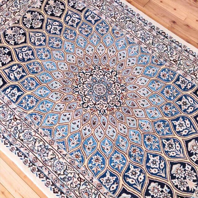 ハンドメイド ペルシャ絨毯ナイン産 9Laノーラ ラグ 198×128cm