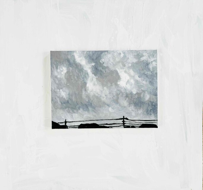 油彩画 原画「近所の風景」絵画 P6（27×41㎝）アート キャンバス