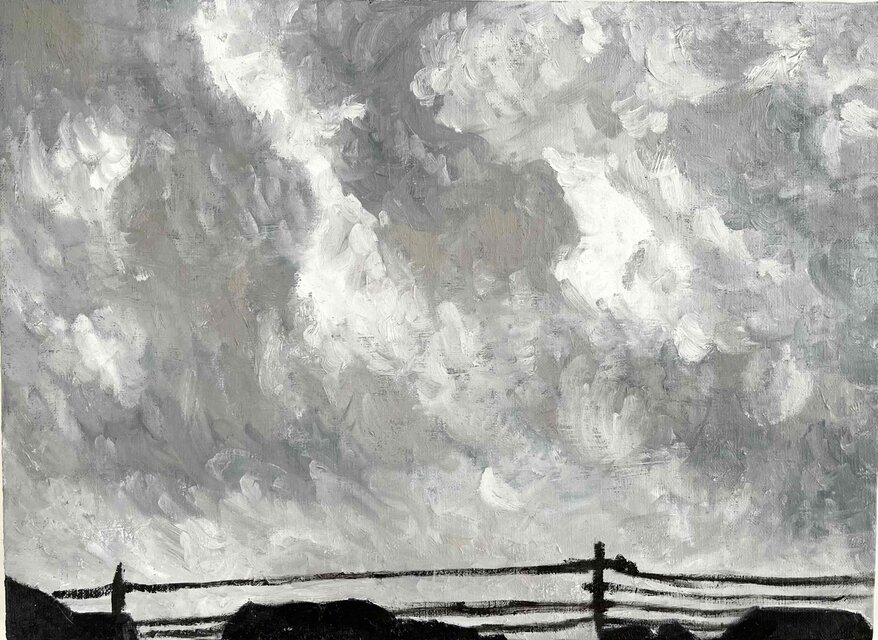 油彩画 原画「近所の風景」絵画 P6（27×41㎝）アート キャンバス