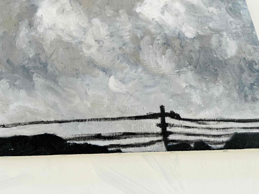 油彩画 原画「近所の風景」絵画 P6（27×41㎝）アート キャンバス