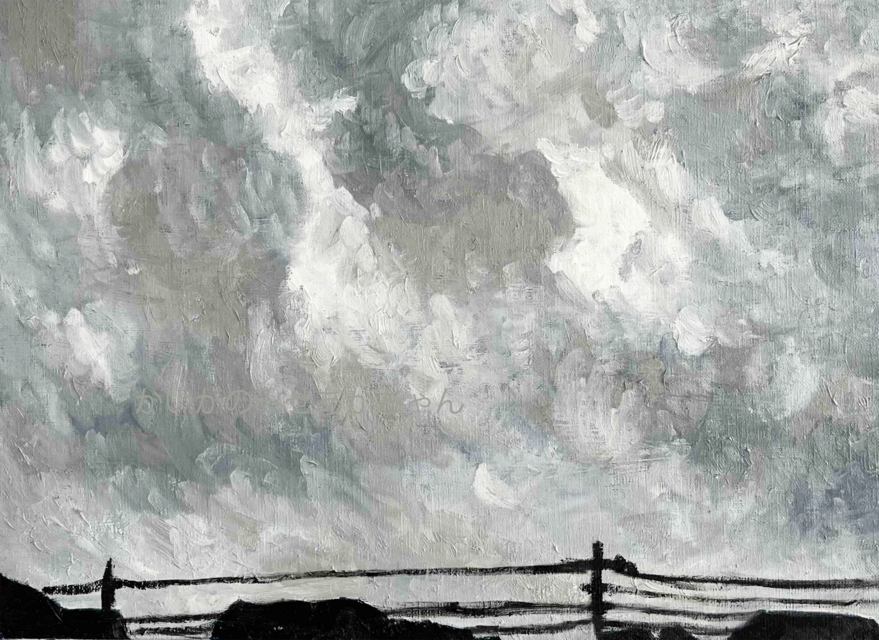 原画・油彩「近所の風景」絵画 P8（33×46㎝）アート ・キャンバス