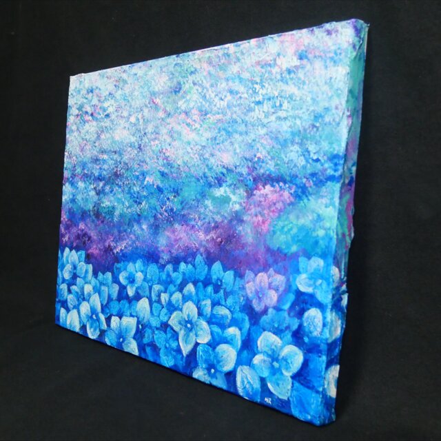 雨上がりの奇跡 〜光満ちる紫陽花畑〜 【油絵 原画 F4号】 アジサイ