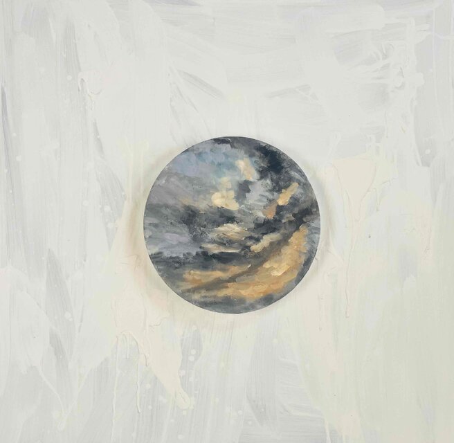 油彩・原画 『空 20265』絵画 直径30cm 丸形キャンバス | iichi 日々の