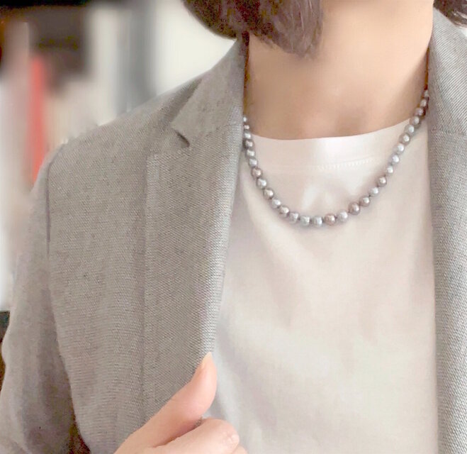 ちょっと濃いめのサックスブルー＆ライトシルバー ミックス バロック 