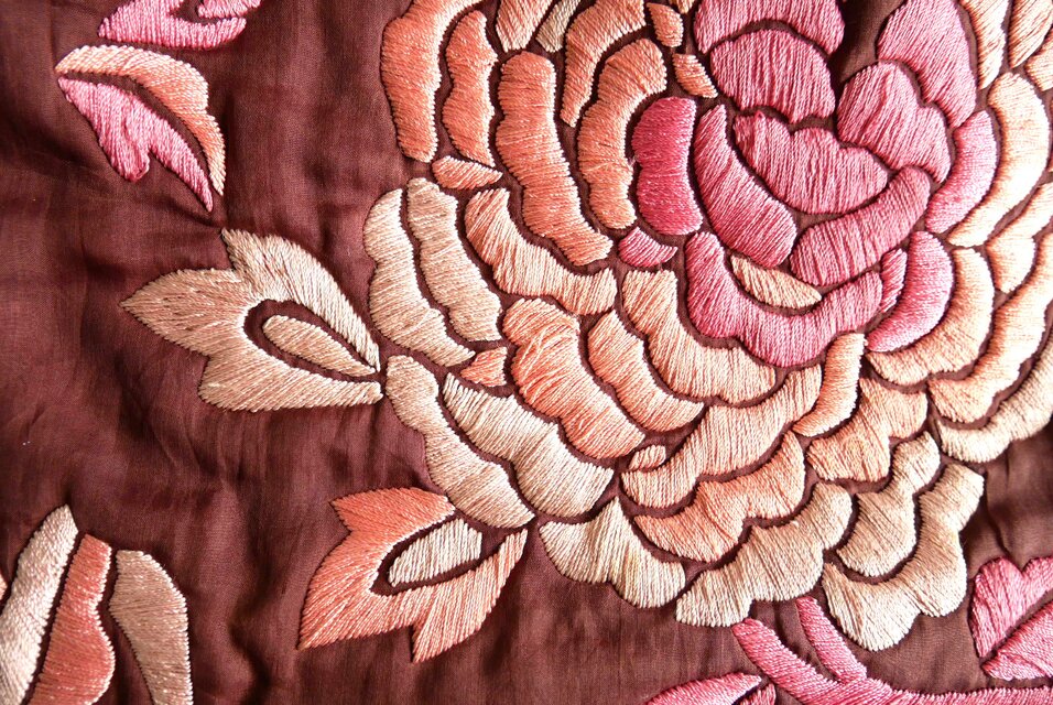 Jamin Puech】ヴィンテージバッグ ボタンの花の刺繍飾りバンブー