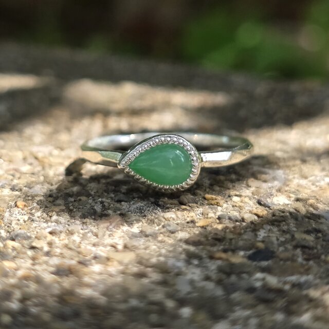 翡翠 Jadeite 0.751ct しずくカボション シルバーSV925リング | iichi