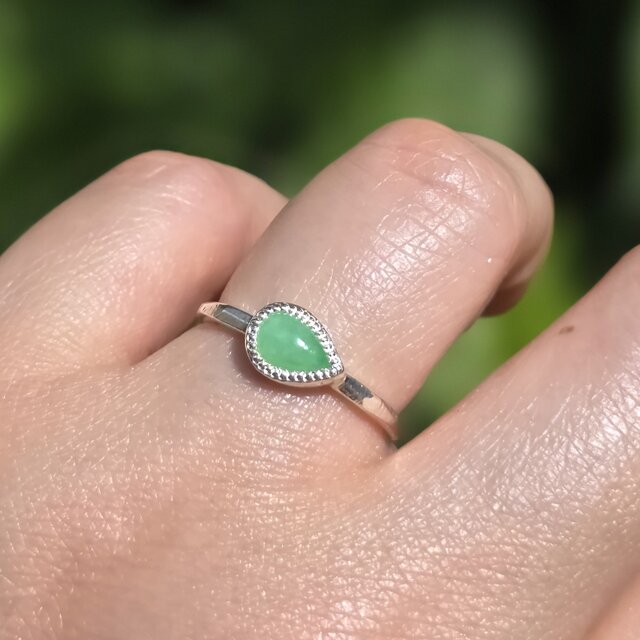 翡翠 Jadeite 0.751ct しずくカボション シルバーSV925リング | iichi