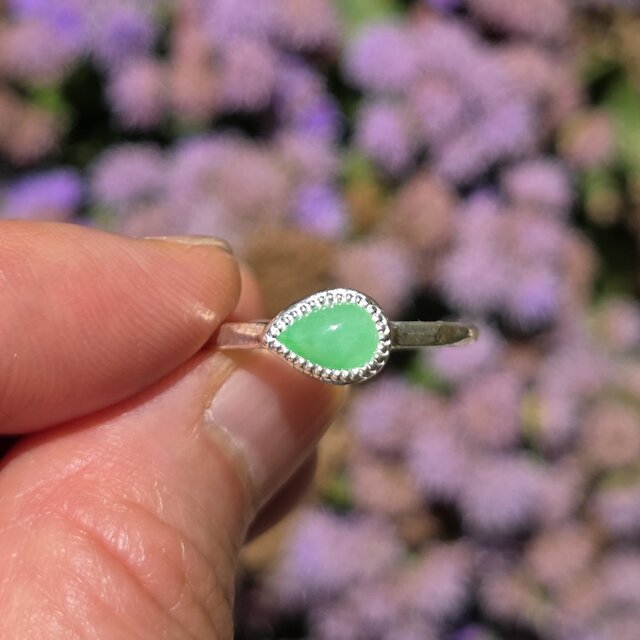翡翠 Jadeite 0.751ct しずくカボション シルバーSV925リング | iichi