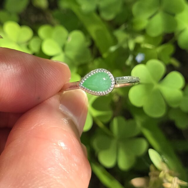 翡翠 Jadeite 0.751ct しずくカボション シルバーSV925リング | iichi