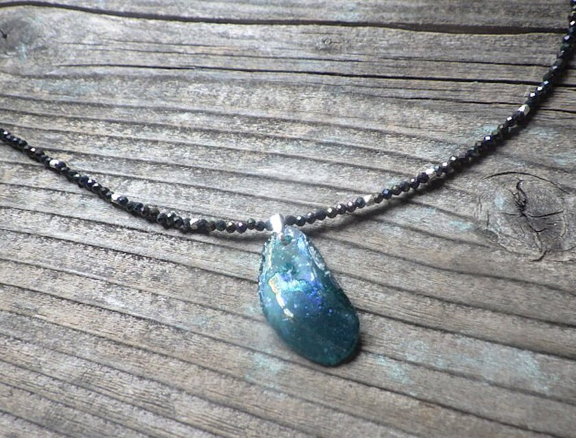 Ancient Romanglass Necklace3WAY☆ローマングラス ブラックスピネル