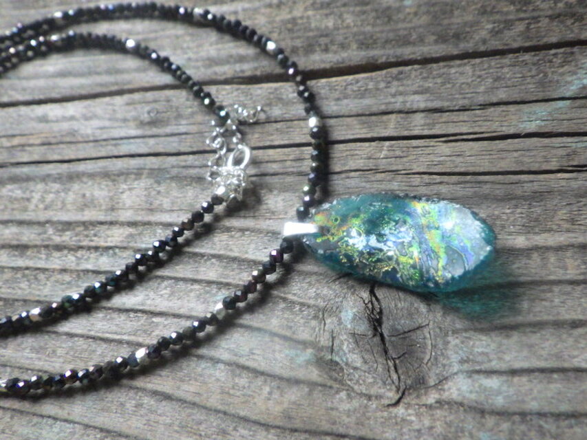 Ancient Romanglass Necklace3WAY☆ローマングラス ブラックスピネル
