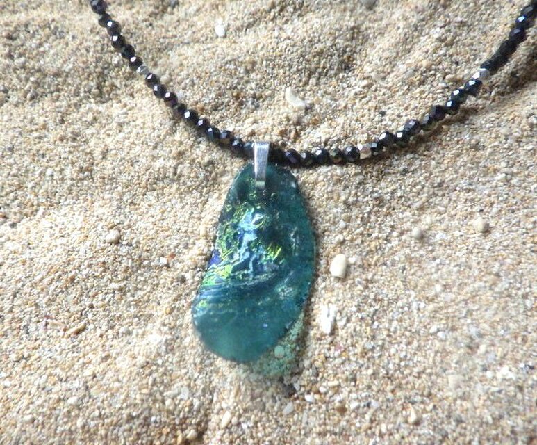 Ancient Romanglass Necklace3WAY☆ローマングラス ブラックスピネル