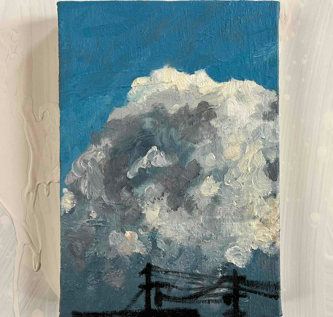 原画 油彩「近所の風景 20266」絵画・サムホールサイズ （16×23