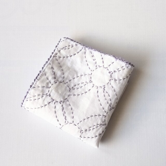 リネンの刺し子 ハンカチ 手刺繍の 縁飾り付き 色違い3色 | iichi