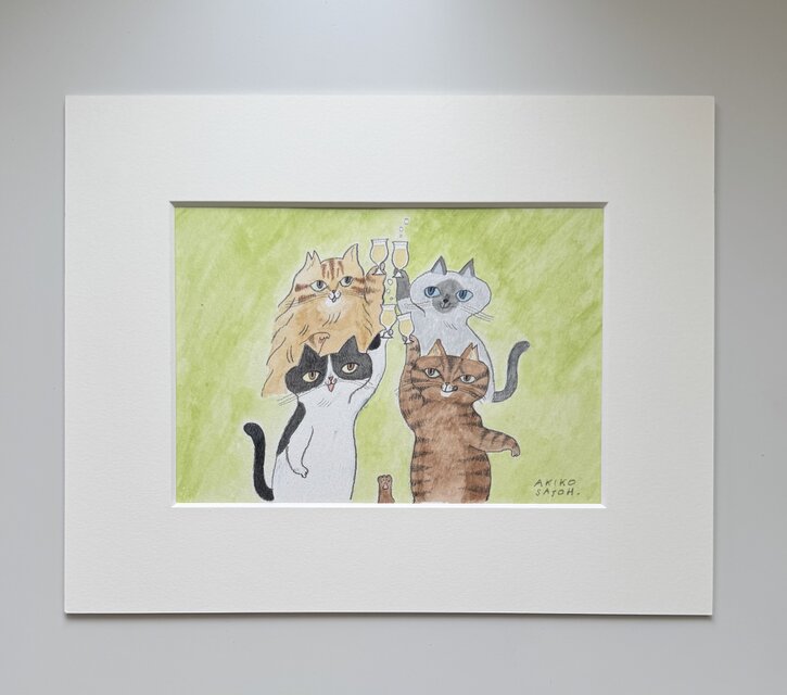 原画】クラフトビールの夢を見た猫（額なしマット付） | iichi 日々の