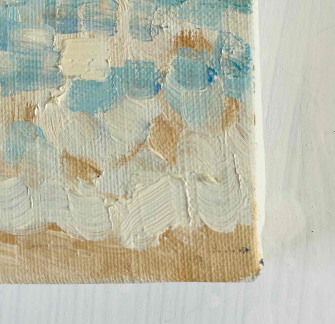 原画 油彩「朝の海 20266」絵画・サムホールサイズ （16×23㎝）アート