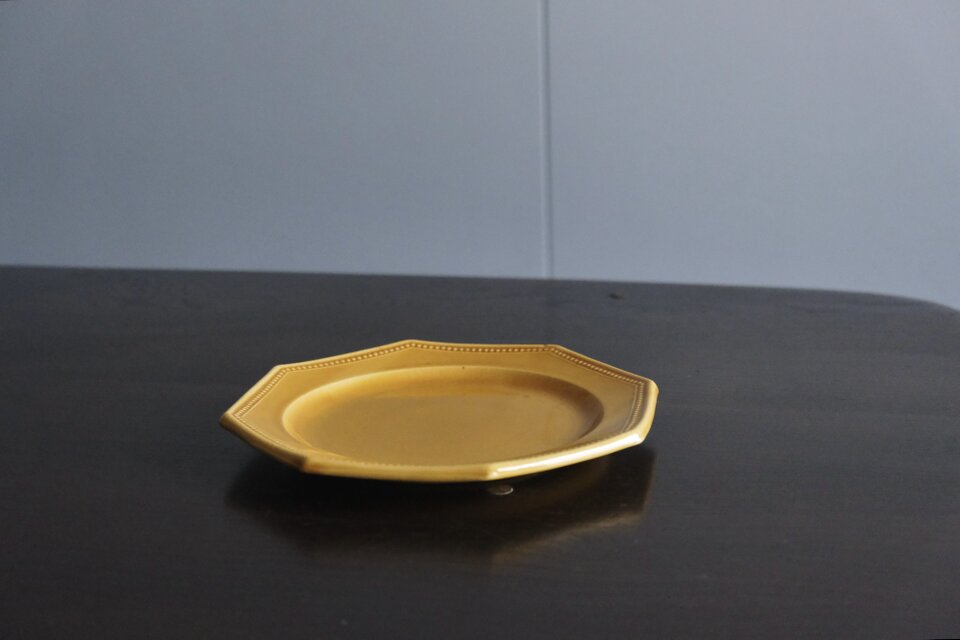 ピション PICHON 黄釉 オクトゴナル 平皿 アンティーク b 0501131