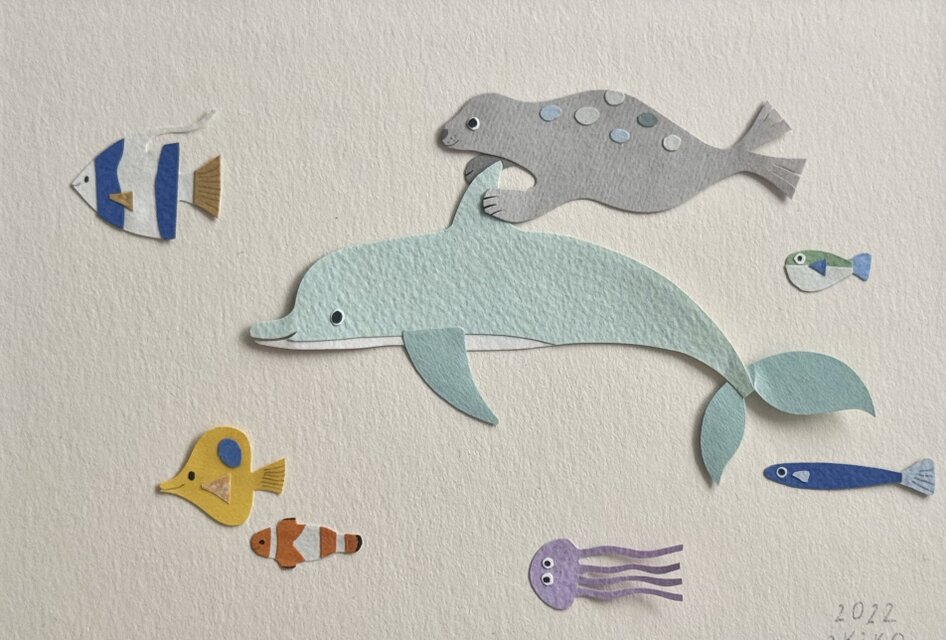 原画】海の生きものたち（額装込） | iichi 日々の暮らしを心地よく