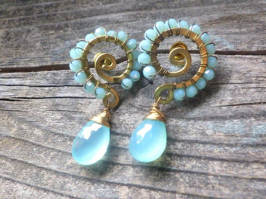 Ocean Swirl Chalcedony *Sea blue* 波の渦から滴るシーブルー