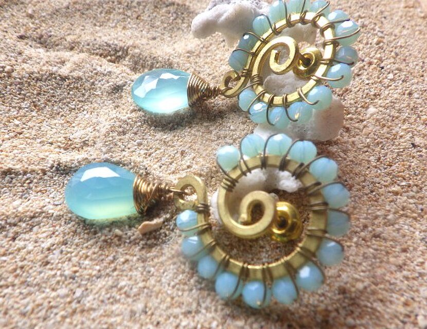 Ocean Swirl Chalcedony *Sea blue* 波の渦から滴るシーブルー