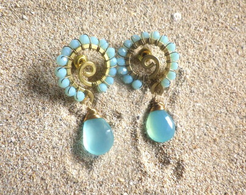 Ocean Swirl Chalcedony *Sea blue* 波の渦から滴るシーブルー