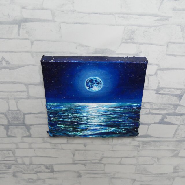 【真作】油絵 絵画【The Mystic Sea】海 満月 夏インテリア 原画 The Mystic Sea】油彩画「神秘の海と満月の輝き」原画 一点物 | iichi