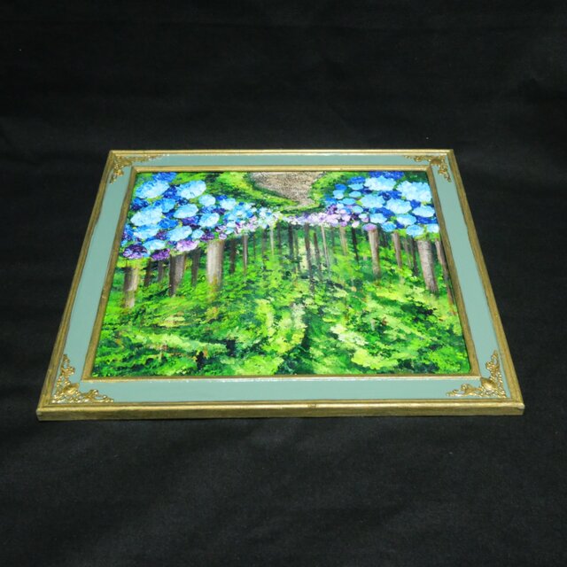油絵】森の奥に咲き誇る、万華鏡の紫陽花｜絵画 アジサイ 初夏 梅雨