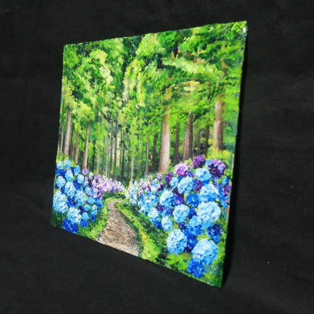油絵】森の奥に咲き誇る、万華鏡の紫陽花｜絵画 アジサイ 初夏 梅雨