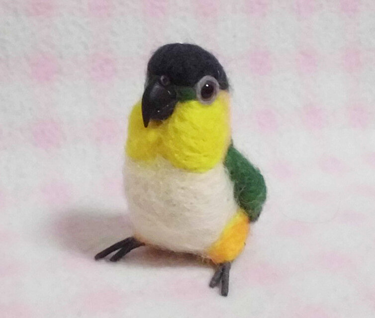 ミニミニサイズ 可愛い ズグロシロハラインコ 羊毛フェルト *受注作成