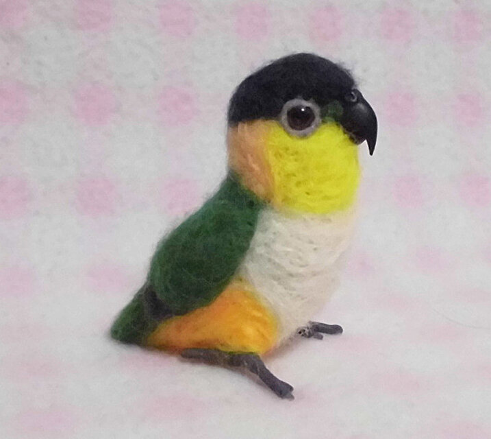 羊毛フェルト　ショウガラゴ ミニミニサイズ 可愛い ズグロシロハラインコ 羊毛フェルト *受注作成
