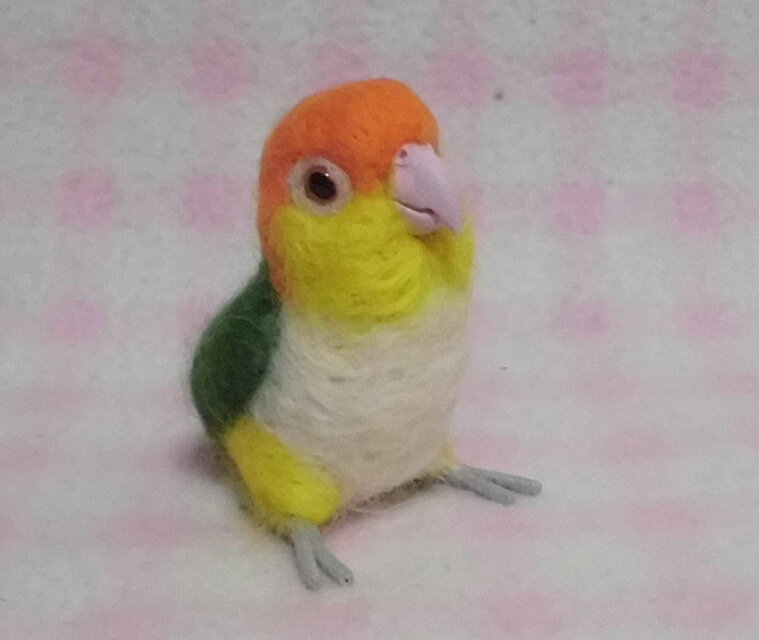 ミニミニサイズ 可愛い シロハラインコ 羊毛フェルト *受注作成品 うち
