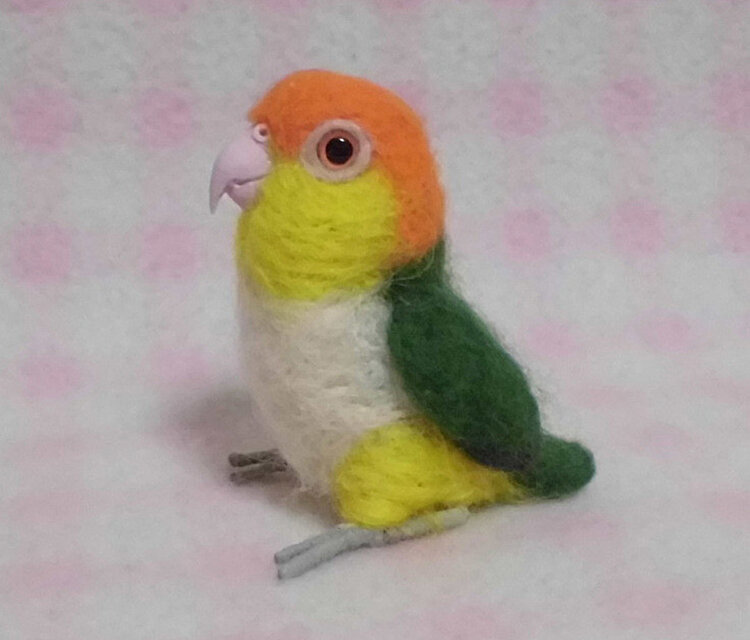 ミニミニサイズ 可愛い シロハラインコ 羊毛フェルト *受注作成品 うち