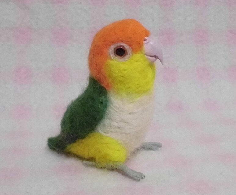 ミニミニサイズ 可愛い シロハラインコ 羊毛フェルト *受注作成品 うち