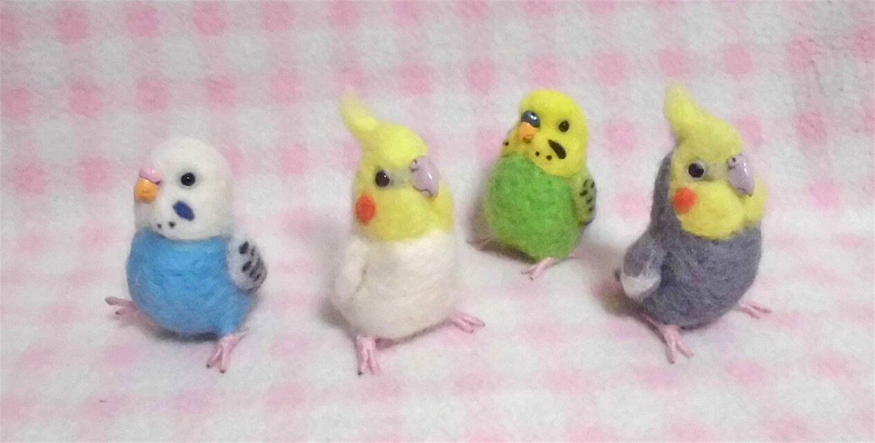 ミニミニサイズ 可愛い オキナインコ グリ－ン インコ 羊毛フェルト