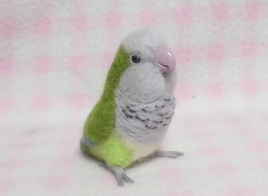 ミニミニサイズ 可愛い オキナインコ グリ－ン インコ 羊毛フェルト
