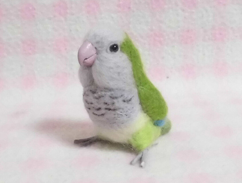ミニミニサイズ 可愛い オキナインコ グリ－ン インコ 羊毛フェルト