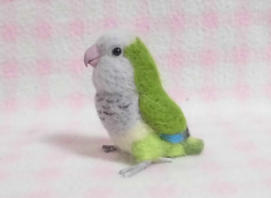 ミニミニサイズ 可愛い オキナインコ グリ－ン インコ 羊毛フェルト