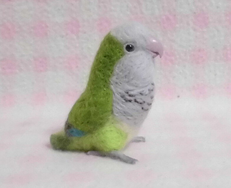 ミニミニサイズ 可愛い オキナインコ グリ－ン インコ 羊毛フェルト