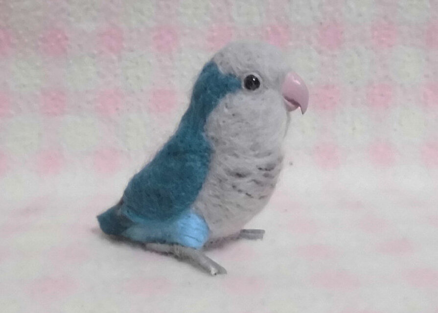 ミニミニサイズ 可愛い オキナインコ ブルー インコ 羊毛フェルト