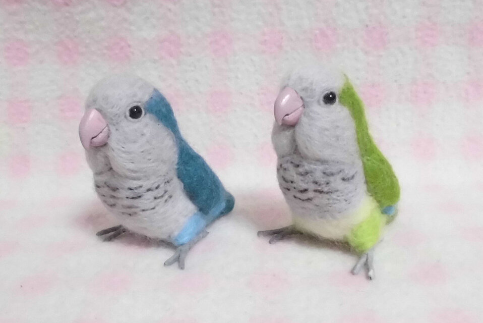 ミニミニサイズ 可愛い オキナインコ ブルー インコ 羊毛フェルト