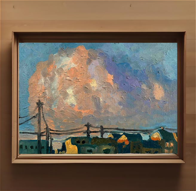 原画 油彩「朝の風景 2026613」絵画・サムホールサイズ （16×23