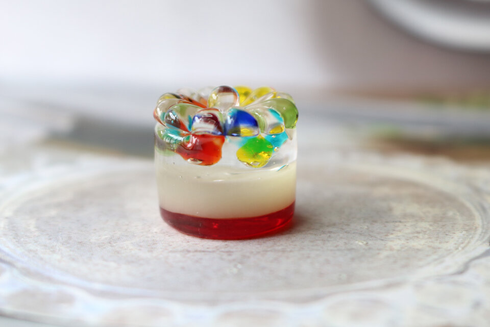 宝石箱みたいなガラスの透明ケーキ☆ガラスのミニチュア洋菓子店