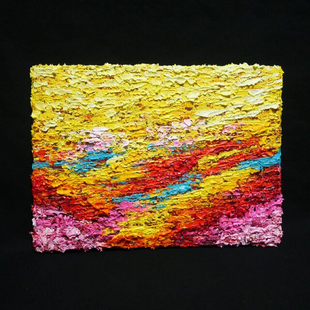 油絵 原画『希望の夜明け』 絵画 モダンアート インテリア 壁飾り 夏