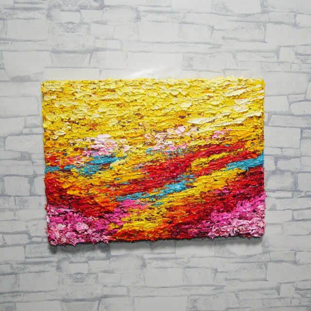油絵 原画『希望の夜明け』 絵画 モダンアート インテリア 壁飾り 夏