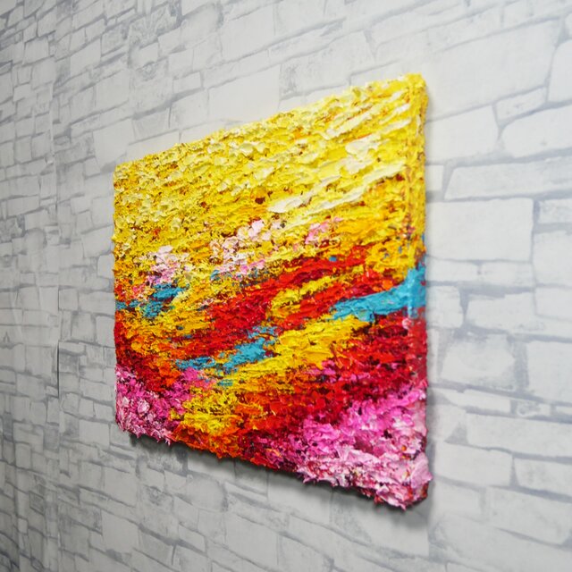 油絵 原画『希望の夜明け』 絵画 モダンアート インテリア 壁飾り 夏