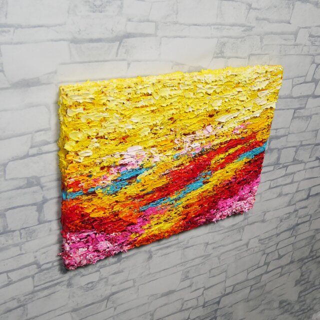 油絵 原画『希望の夜明け』 絵画 モダンアート インテリア 壁飾り 夏