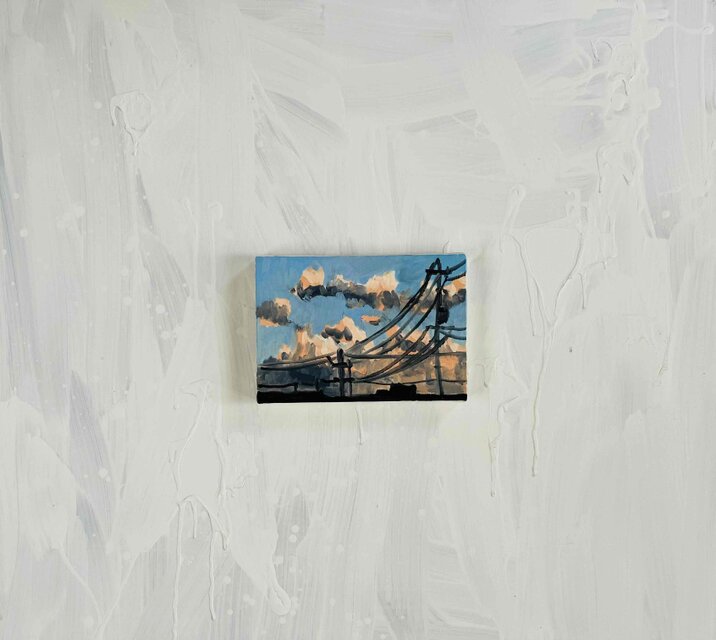 原画 油彩「朝の風景 2026613-2」絵画・サムホールサイズ （16×23