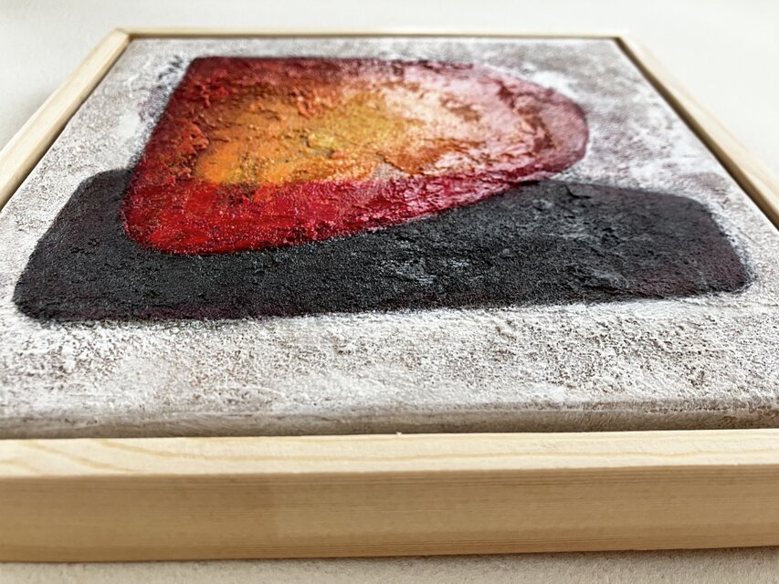 MANGADELIC オレンジと黒のアクリル画 orangered」アクリル画 | iichi 日々の暮らしを心地よくする